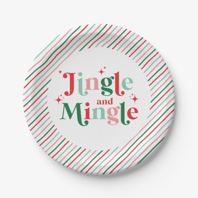 Jingle and Mingle christmas party Paper Plate (Front)