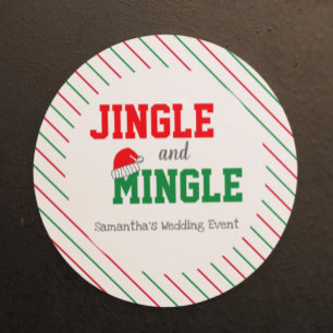Jingle and Mingle Christmas Wedding Event Classic Round Sticker