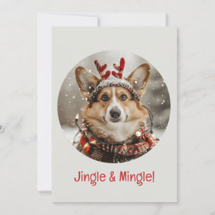 Jingle And Mingle Christmas Welsh Corgi Dog Invitation