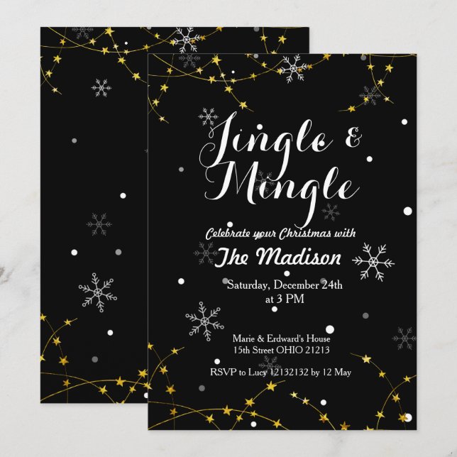 Jingle and Mingle Holiday Christmas Invitation (Front/Back)