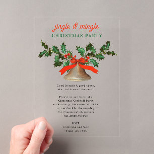Jingle and Mingle Holiday Christmas Party Acrylic Invitations