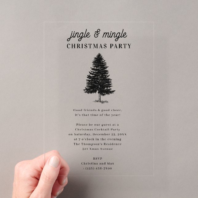 Jingle and Mingle Holiday Christmas Party Acrylic Invitations (Insitu (Handheld))