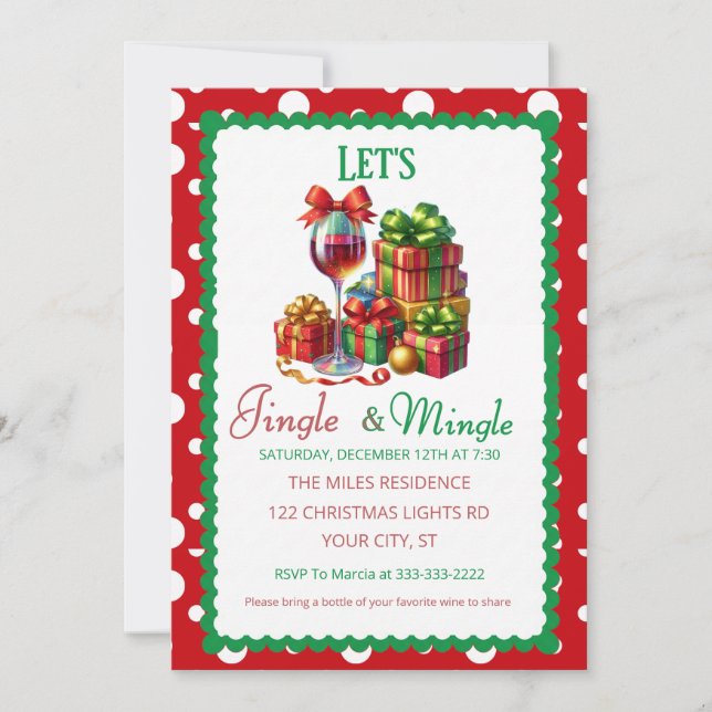 Jingle and Mingle Holiday Cocktail Party Invitation (Front)