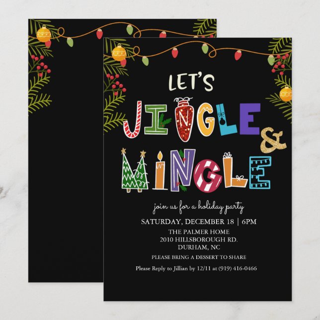 Jingle and Mingle Holiday Invitation (Front/Back)