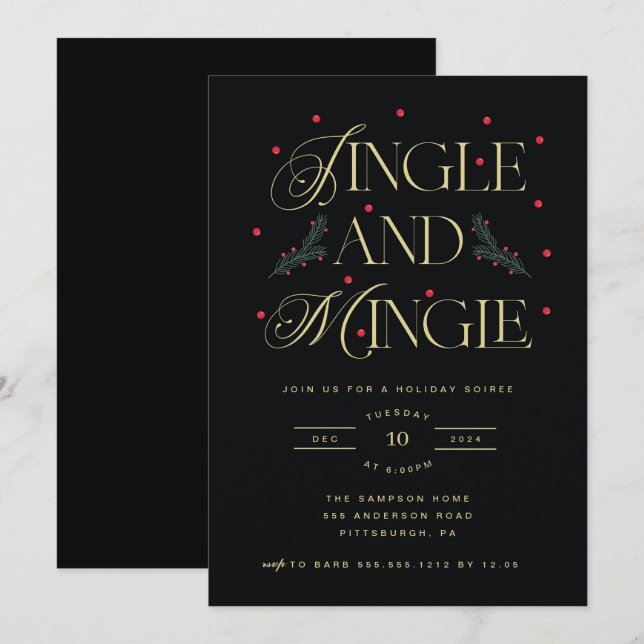 Jingle and Mingle Holiday Party Invitation (Front/Back)