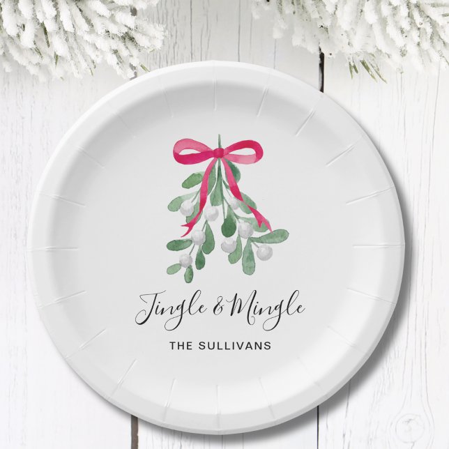 Jingle And MIngle Mistletoe Christmas Paper Plate (Creator Uploaded)