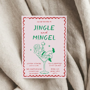 Jingle and Mingle Retro Christmas Cocktail Party   Invitation