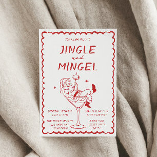 Jingle and Mingle Retro Christmas Cocktail Party   Invitation