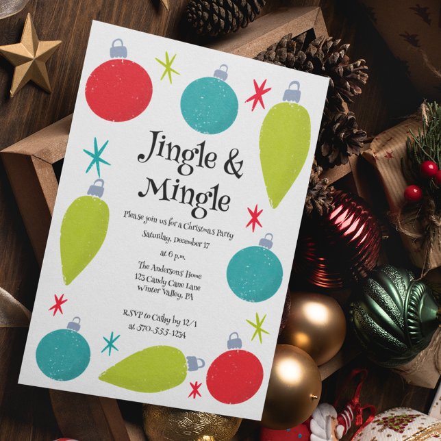 Jingle and Mingle Retro Christmas Party Invitation (Creator Uploaded)