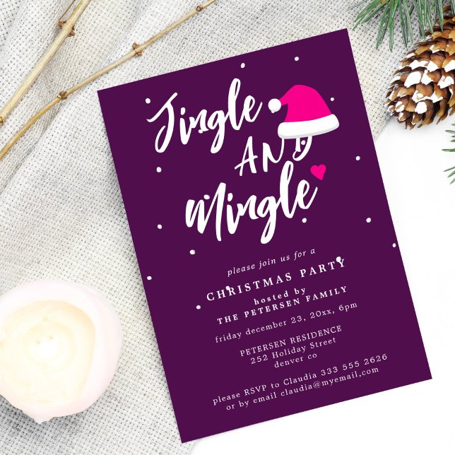 Jingle and mingle script Christmas party purple  Invitation (Creator Uploaded)