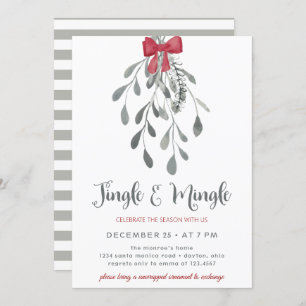 Jingle and Mingle under the mistletoe Holiday Invitation