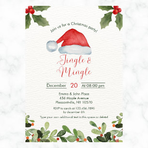 Jingle and Mingle Watercolor Party Invitation