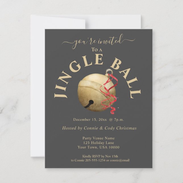 JINGLE BALL, Holiday Invitation with Jingle Bell (Front)