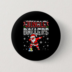 Jingle Ballers Plaid Santa Dabbing Volleyball Chri 2 Inch Round Button