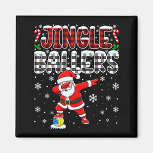 Jingle Ballers Plaid Santa Dabbing Volleyball Chri Magnet