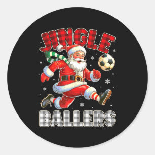 Jingle Ballers Santa Football Christmas Soccer Pla Classic Round Sticker