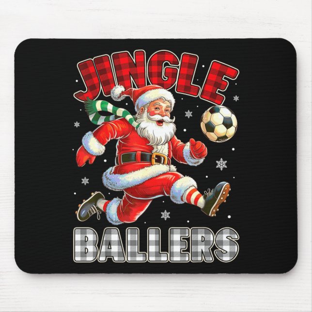 Jingle Ballers Santa Football Christmas Soccer Pla Mouse Pad (Front)