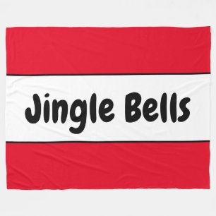 JINGLE BALLS Retro Text Bright Red White Stripes Fleece Blanket
