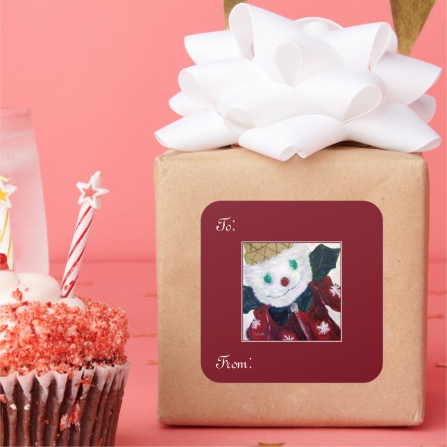 Jingle Bear Square Sticker (Party)