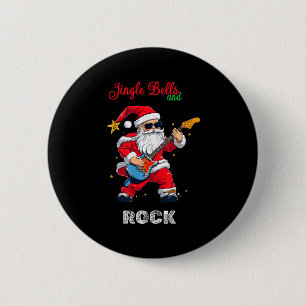 Jingle Bell And Rock Christmas Santa Rolling Playi 2 Inch Round Button