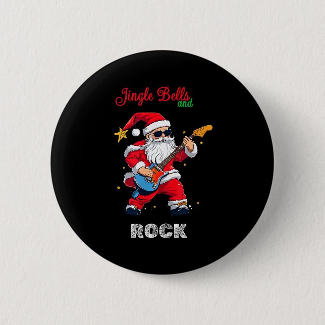 Jingle Bell And Rock Christmas Santa Rolling Playi 2 Inch Round Button (Front)