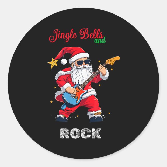 Jingle Bell And Rock Christmas Santa Rolling Playi Classic Round Sticker (Front)