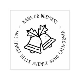 Jingle Bell Christmas Mail Name and Return Address Self-inking Stamp