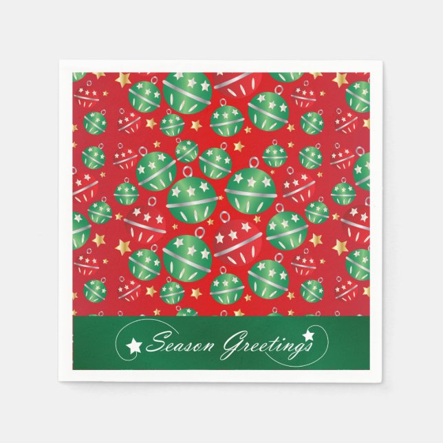 Jingle Bell Christmas Ornament Design Pattern Napkin (Front)