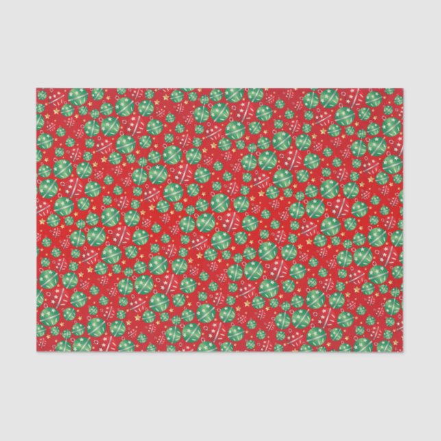 Jingle Bell Christmas Ornament Design Pattern Tissue Paper (Front)