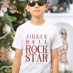 Jingle Bell Rock Star, Christmas Boys White  T-Shirt