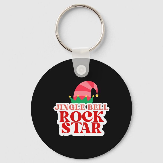 Jingle Bell Rock Star Christmas Girls Jersey T Shi Keychain (Front)