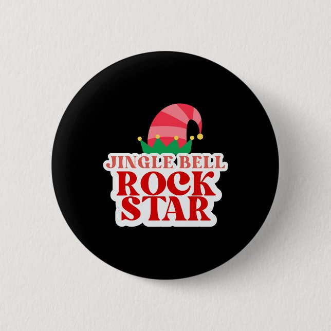 Jingle Bell Rock Star Christmas Toddler Baby T Shi 2 Inch Round Button (Front)