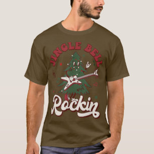 Jingle Bell Rockin Christmas Tree Guitarist Groovy T-Shirt