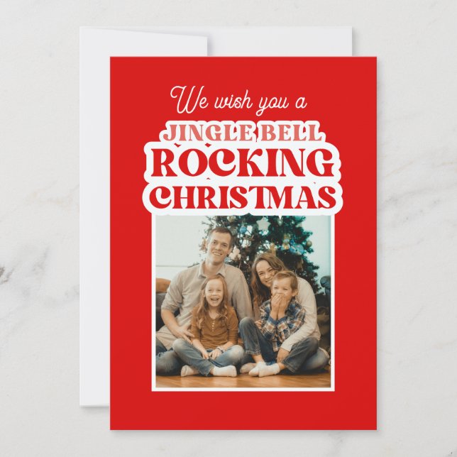 Jingle Bell Rocking Red Christmas  Holiday Card (Front)