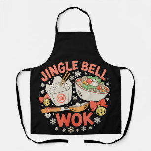 Jingle Bell Wok Chinese Food Christmas Xmas Apron