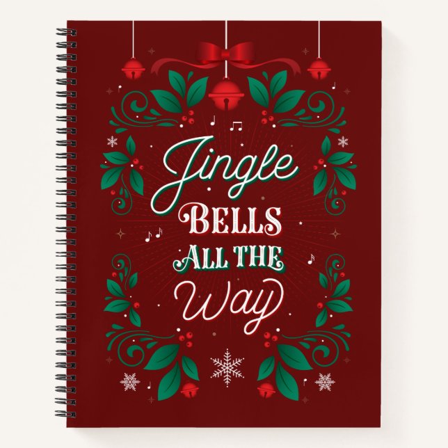 Jingle Bells All The Way Christmas Sketchbook Notebook (Front)