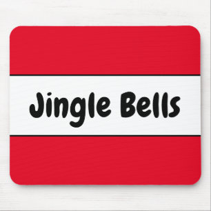 JINGLE BELLS Bright Colourful Red White Stripes Mouse Pad