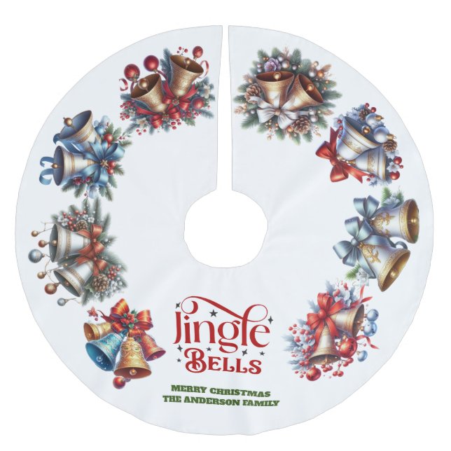 Jingle Bells Brushed Polyester Tree Skirt (Front)