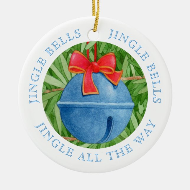 JINGLE BELLS Ceramic Circle Ornament + Text (Front)