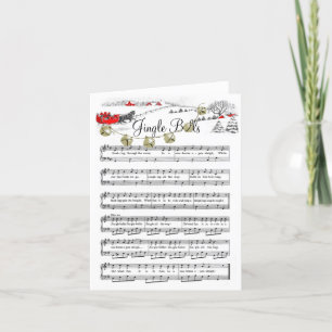 Jingle Bells Christmas Carol Music Holiday Horse Card