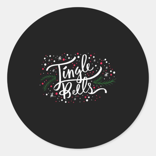 Jingle Bells Christmas Design For Men Women, Boys, Classic Round Sticker (Front)