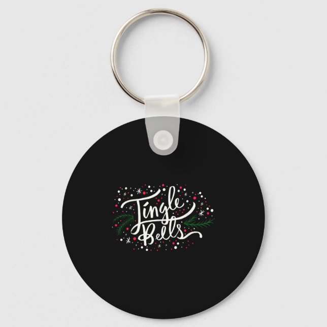Jingle Bells Christmas Design For Men Women, Boys, Keychain (Front)