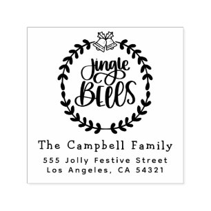 Jingle Bells Christmas Family Name Return Address Self-inking Stamp