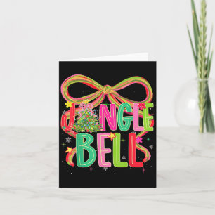 Jingle Bells Coquette Bow Merry Christmas Tree Gir Card