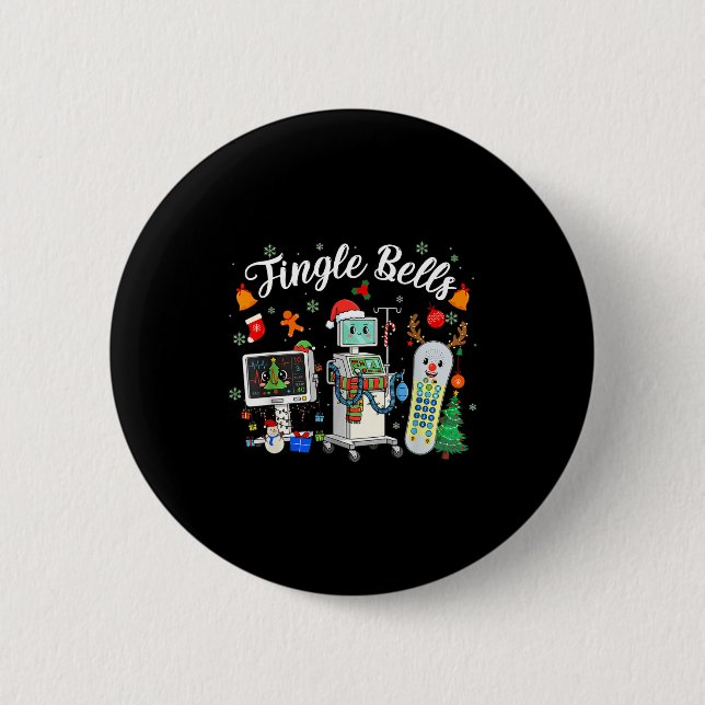 Jingle Bells Er Nurse Funny Christmas Tech Nursing 2 Inch Round Button (Front)