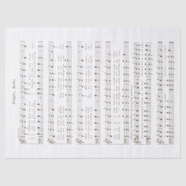 Jingle Bells Holiday Tissue and Decoupage Paper (Front)