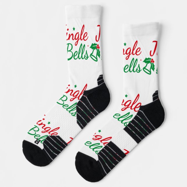 Jingle Bells Image Printed trouser socks-bootee Socks (Left)