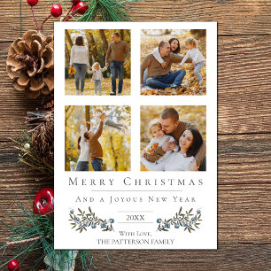 Jingle Bells Photo Collage Christmas   White Holiday Card