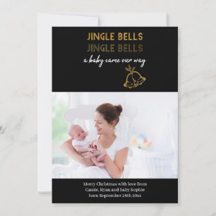 Jingle Bells Photo Holiday Birth Announcement