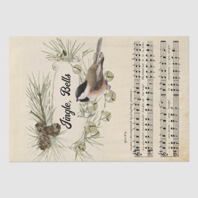 Jingle Bells Sheet Music Christmas Carol Chickadee (Front)